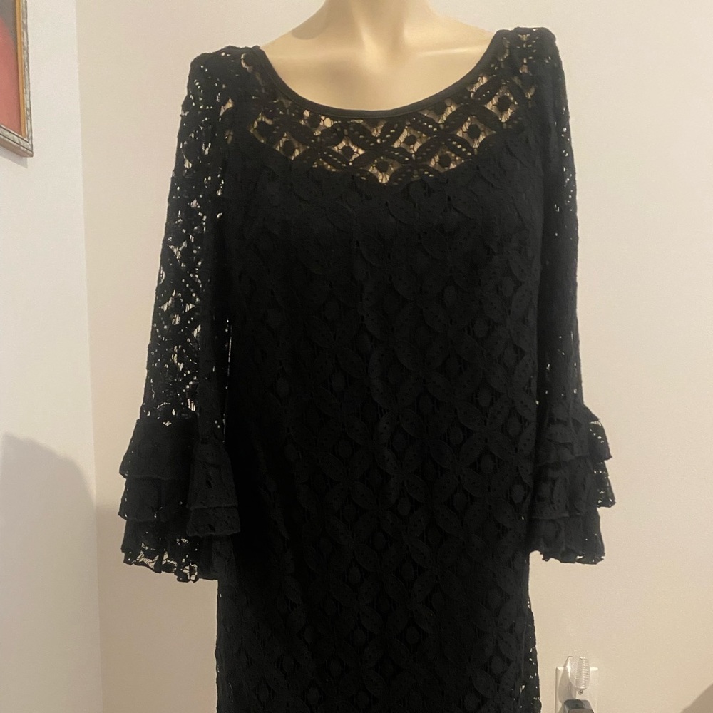 BLACK NEW DIRECTIONS LACE DRESS LINED SIZE 8👗 - Picture 2 of 6